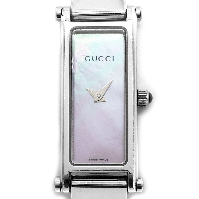 グッチ GUCCI 腕時計 バングルウォッチ 1500L レクタンギュラー ピンクシェル文字盤 SS クオーツアナログ 【中古】