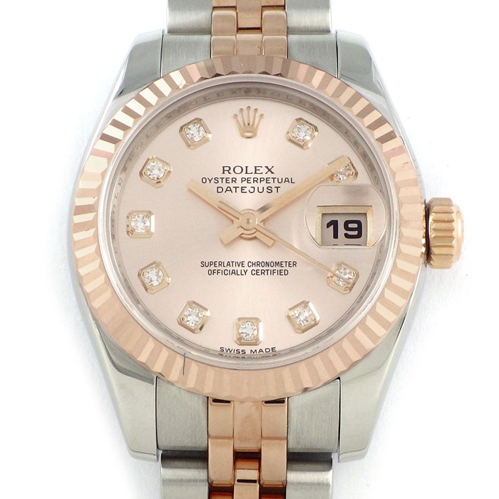 ロレックス Rolex 腕時計 デイトジャスト 179171G G番 2010年 サンレイピンク文字盤 10ポイント ダイヤインデックス デイト K18PG SS 自動巻き 【箱・保付き】 【中古】