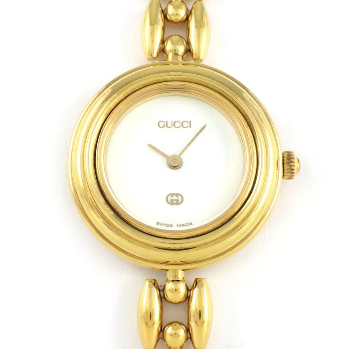 グッチ GUCCI 腕時計 チェンジベゼル 11/12 マルチカラーベゼル 全6色 ホワイト文字盤 GP クオーツアナログ 【中古】
