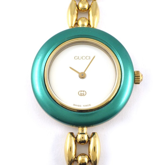グッチ GUCCI 腕時計 チェンジベゼル 11/12 マルチカラーベゼル 全6色 ホワイト文字盤 GP クオーツアナログ 【中古】