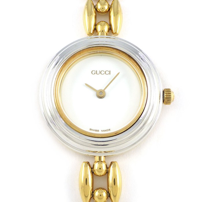 グッチ GUCCI 腕時計 チェンジベゼル 11/12.2 マルチカラーベゼル 全6色 ホワイト文字盤 GP クオーツアナログ 【中古】