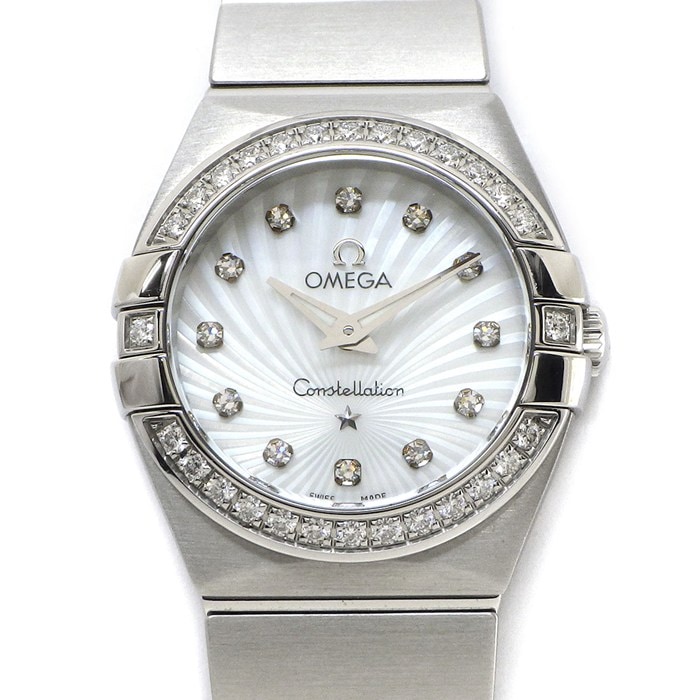 オメガ OMEGA 腕時計 コンステレーション 123.15.24.60.55.002 夜光針 ダイヤベゼル 12ポイント ダイヤインデックス ホワイトシェル文字盤 SS クオーツアナログ 【箱・保付き】 【中古】