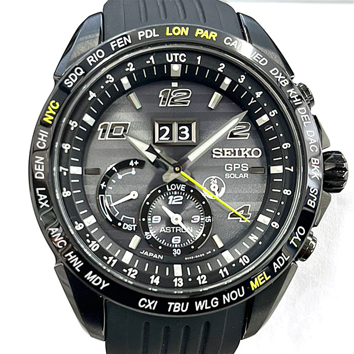 セイコー SEIKO 腕時計 アストロン SBXB143/8X42-0AD0-3 ノバク・ジョコビッチ 2017 限定モデル 世界限定5000本 ビッグデイト ワールドタイム ブラック文字盤 SS セラミック ラバーベルト GPSソーラー 【中古】
