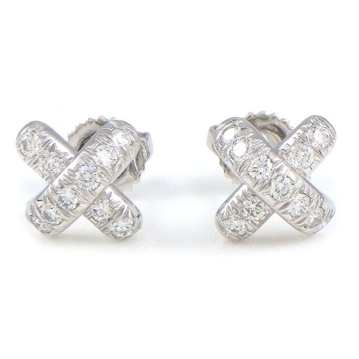 ティファニー Tiffany & Co. ピアス クロスステッチ ダイヤモンド PT950 【中古】