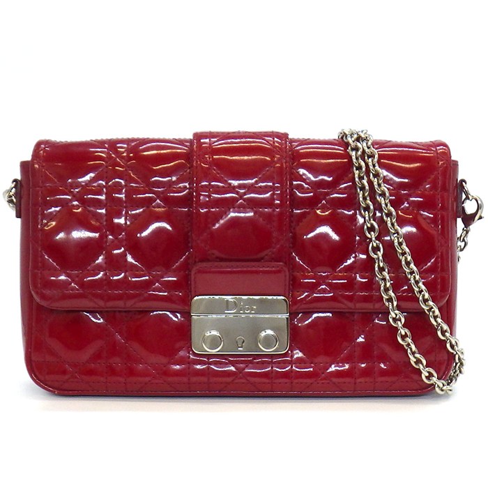 ディオール Dior ショルダーバッグ/クラッチバッグ ミスディオール ニューロック レッド パテントレザー シルバー金具 【中古】