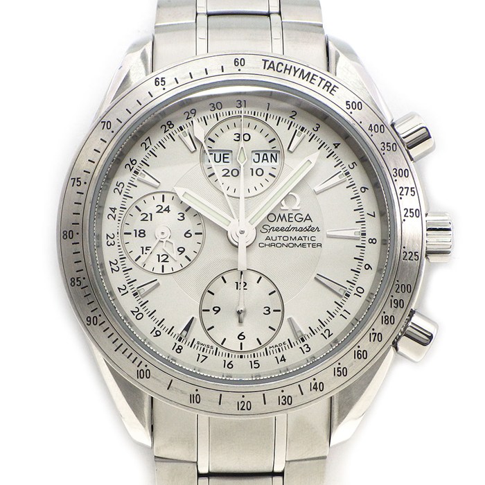 オメガ OMEGA 腕時計 スピードマスター デイデイト 3221.30 シルバー文字盤 クロノグラフ タキメーター スモールセコンド トリプルカレンダー SS 自動巻き 【中古】