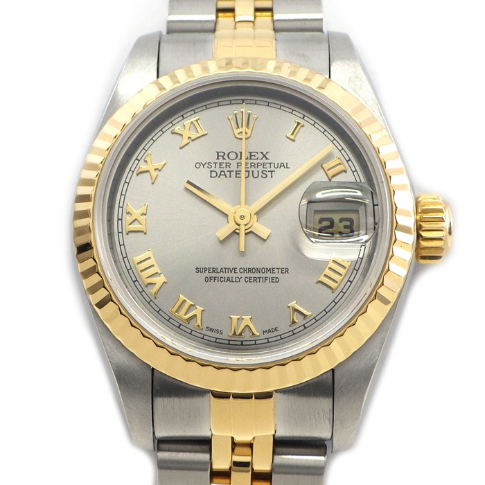 ロレックス Rolex 腕時計 デイトジャスト 79173 K番 2000年製 グレー文字盤 ローマンインデックス デイト K18YG SS 自動巻き 【OH済み】【中古】
