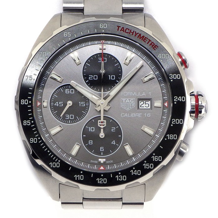 タグ・ホイヤー TAG Heuer 腕時計 フォーミュラ1 CAZ2012-1 サンレイ グレー文字盤 デイト クロノグラフ タキメーター 夜光インデックス スモールセコンド SS セラミック 自動巻き 【箱・保付き】 【中古】