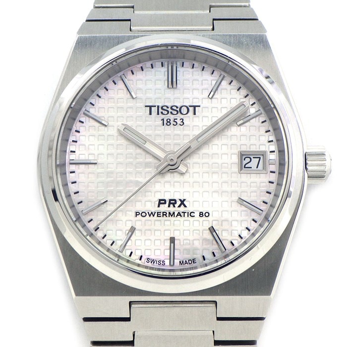 ティソ TISSOT 腕時計 PRX パワーマティック80 T137.207.11.111.00 ホワイトシェル文字盤 デイト 夜光針・インデックス 裏スケ SS 自動巻き 【箱・保付き】 【中古】
