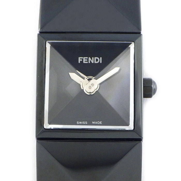 フェンディ FENDI 腕時計 ピラミッド 4270L スクエア ブラック文字盤 SS クオーツアナログ 【中古】