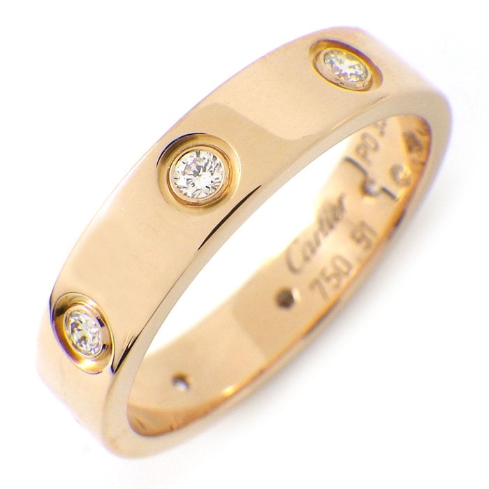 カルティエ Cartier リング ラブ スモールモデル SM B4050851 8ポイント ダイヤモンド 計0.19ct K18PG 11号 / #51 【中古】