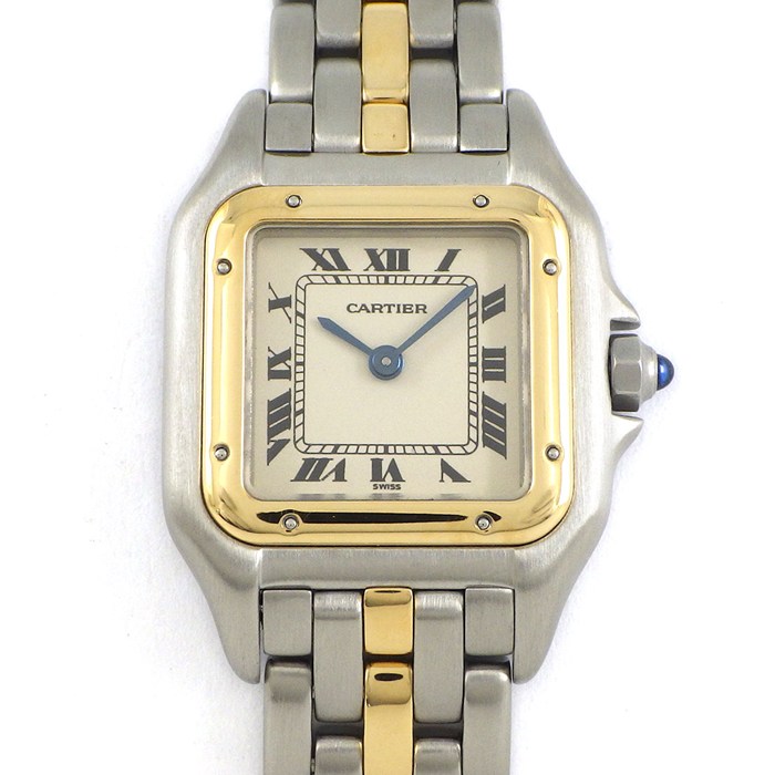 カルティエ Cartier 腕時計 パンテール SM 1ロウ W25029B5 スクエア アイボリー文字盤 K18YG SS クオーツアナログ 【中古】