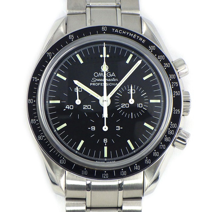 オメガ OMEGA 腕時計 スピードマスター ムーンウォッチ 3573.50.00 ブラック文字盤 クロノグラフ タキメーター 夜光針・インデックス スモールセコンド 裏スケ SS 手巻き 【中古】