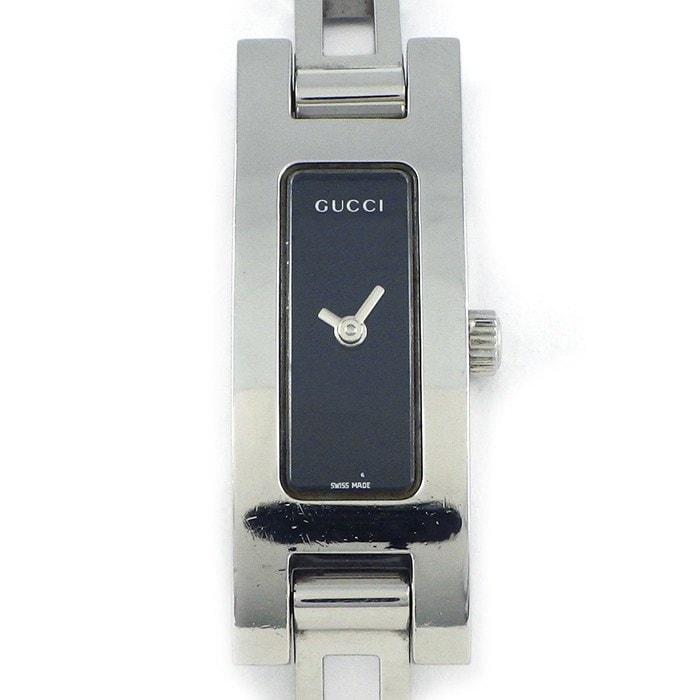 グッチ GUCCI 腕時計 バングルウォッチ 3900L レクタンギュラー ブラック文字盤 SS クオーツアナログ 【中古】