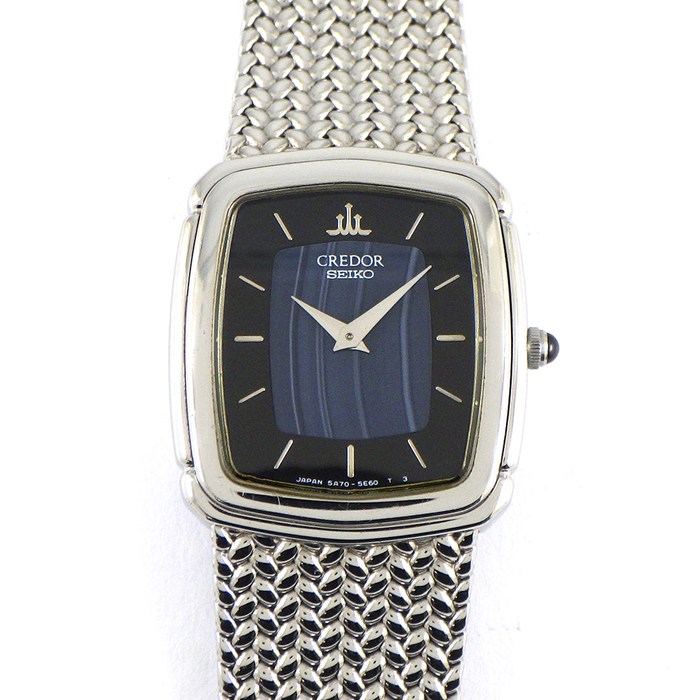クレドール CREDOR 腕時計 5A70-3C40 ブルーメノウ/ブラック文字盤 メッシュベルト SS クオーツアナログ 【中古】