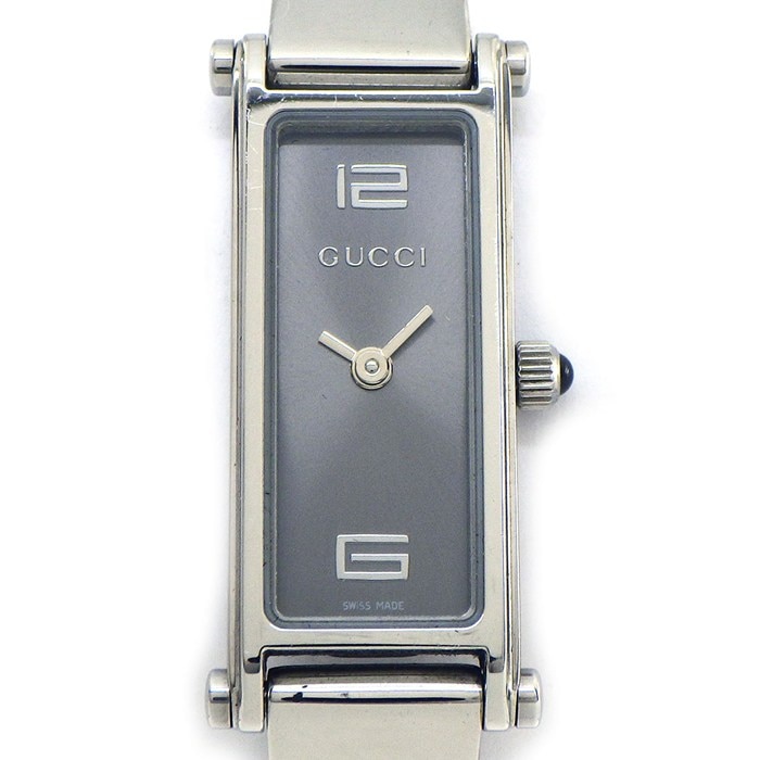 グッチ GUCCI 腕時計 バングルウォッチ 1500L/YA015532-D レクタンギュラー サンレイ グレー文字盤 SS クオーツアナログ 【箱・保付き】 【中古】