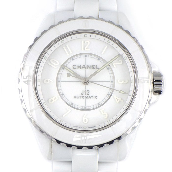 シャネル CHANEL 腕時計 J12 ファントム キャリバー12.1 H6186 1200本限定モデル 裏スケ 回転ベゼル 夜光インデックス 夜光針 ホワイト文字盤 SS ホワイトセラミック 自動巻き 【中古】