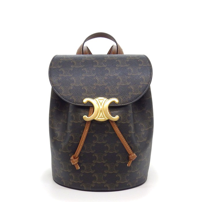 セリーヌ CELINE バックパック/リュック ボニー 118702CAS.04LU タン トリオンフキャンバス カーフスキン ゴールド金具 【中古】