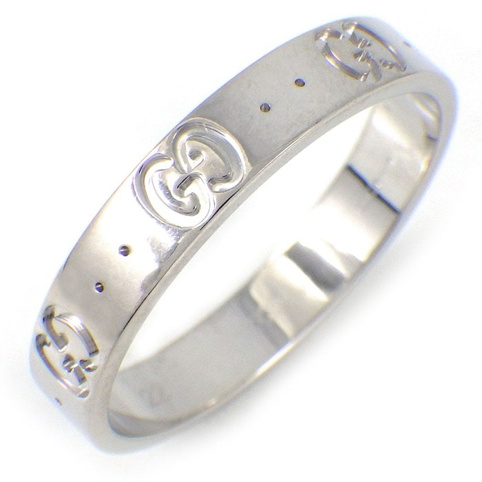 グッチ GUCCI リング アイコン スリム 660070 J8502 9000 インターロッキングG GGロゴ K18WG 21号 / #22 【中古】