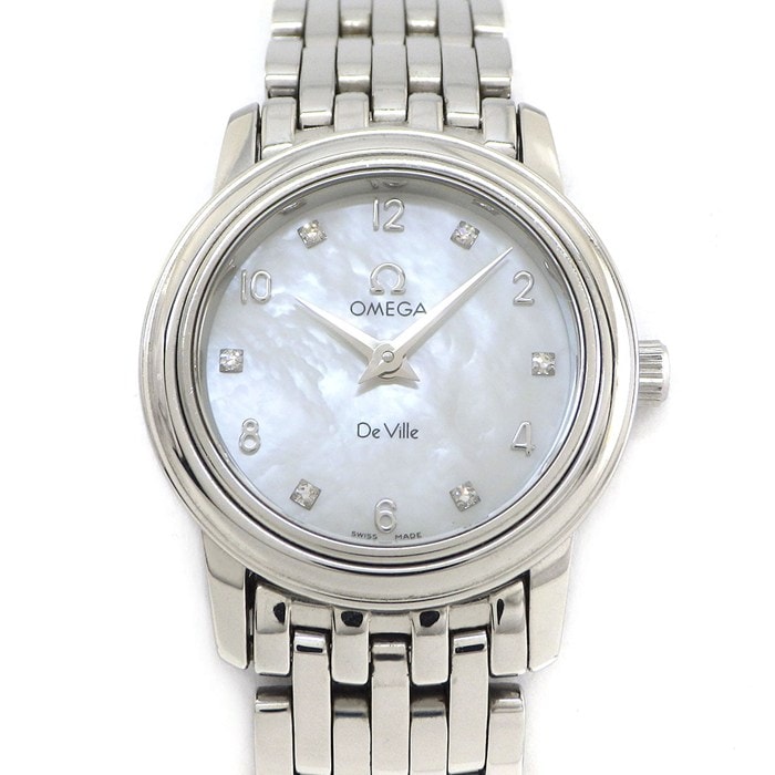 オメガ OMEGA 腕時計 デ・ヴィル プレステージ 4570.75.00 6ポイント ダイヤインデックス ホワイトシェル文字盤 SS クオーツアナログ 【中古】