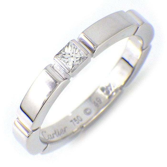 カルティエ Cartier リング マイヨンパンテール 1ポイント プリンセスカット ダイヤモンド K18WG 9号 / #49 【中古】