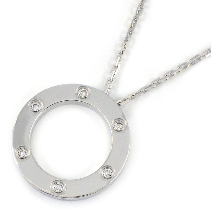 カルティエ Cartier ネックレス ラブサークル B7014900 ラウンド 6ポイント ダイヤモンド K18WG 【箱・保付き】 【中古】