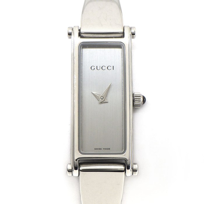 グッチ GUCCI 腕時計 ブレスウォッチ 1500L レクタンギュラー サテン仕上げ グレー文字盤 SS クオーツアナログ 【中古】