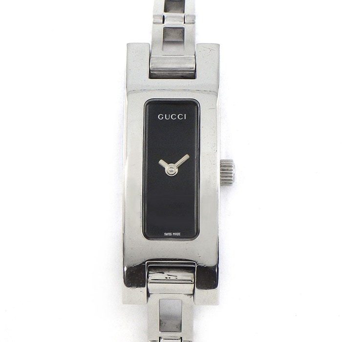 グッチ GUCCI 腕時計 バングルウォッチ 3900L レクタンギュラー ブラック文字盤 SS クオーツアナログ 【中古】