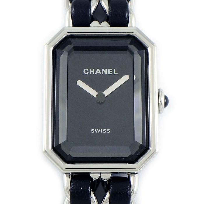 シャネル CHANEL 腕時計 プルミエール アイコニック H7022 オクタゴナル ブラック文字盤 チェーンブレス レザーベルト SS クオーツアナログ 【箱・保付き】 【中古】