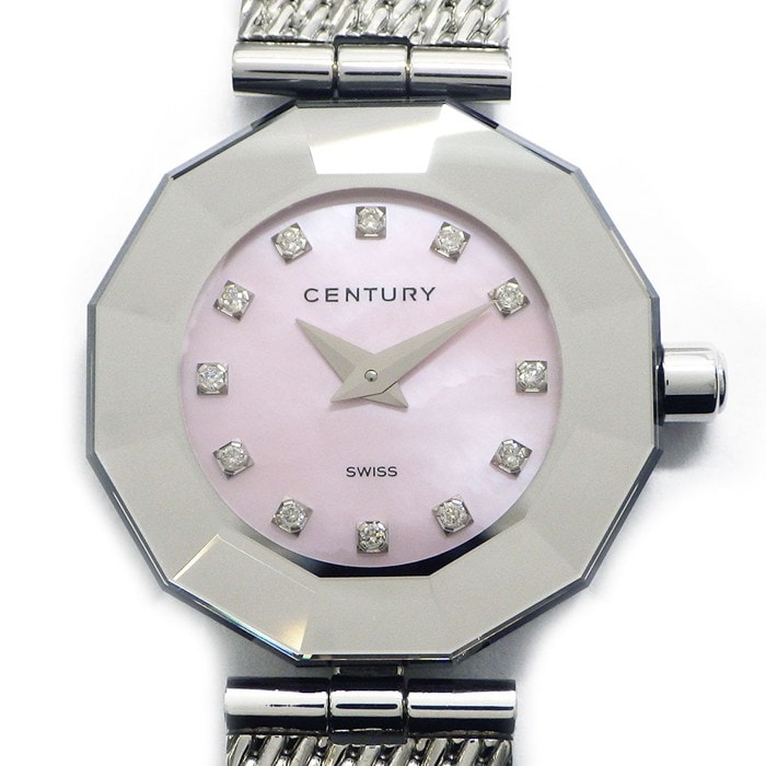 センチュリー Century 腕時計 タイムジェム プライムタイム 606.7.S.07.11.SM 12ポイント ダイヤインデックス 多角形 ピンクシェル文字盤 SS クオーツアナログ 【箱・保付き】 【中古】
