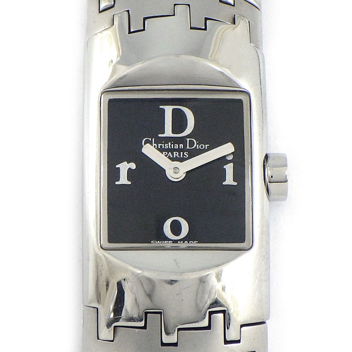 クリスチャンディオール Christian Dior 腕時計 ディオリフィック D96-100 スクエア ブラック文字盤 SS クオーツアナログ 【中古】