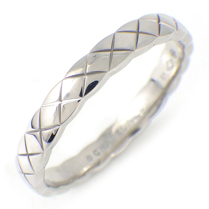 シャネル CHANEL リング ココクラッシュ ミニ J11793 マトラッセ キルティング K18WG 20号 / #61 【中古】