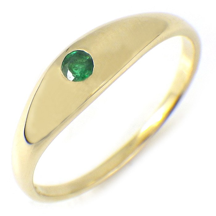 ティファニー Tiffany & Co. リング ウェーブ バンド 1ポイント エメラルド K18YG 10.5号 【中古】