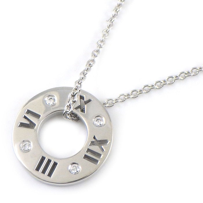 ティファニー Tiffany & Co. ネックレス アトラス ピアスド サークル ラウンド 4ポイント ダイヤモンド K18WG 【中古】