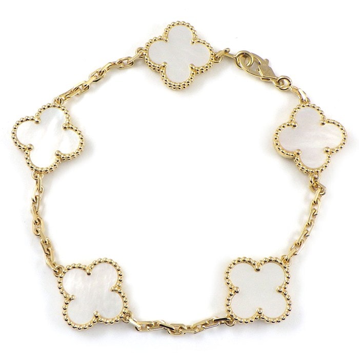 ヴァンクリーフ＆アーペル Van Cleef & Arpels ブレスレット ヴィンテージアルハンブラ 5モチーフ VCARA41800 ホワイト シェル K18YG 【中古】