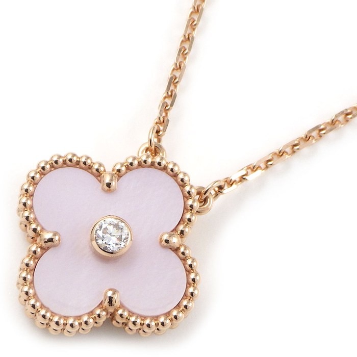 ヴァンクリーフ＆アーペル Van Cleef & Arpels ネックレス ヴィンテージアルハンブラ VCARPMOP00 2025年 ホリデーコレクション クリスマス 限定モデル ダイヤモンド ピンク シェル K18PG 【箱・保付き】