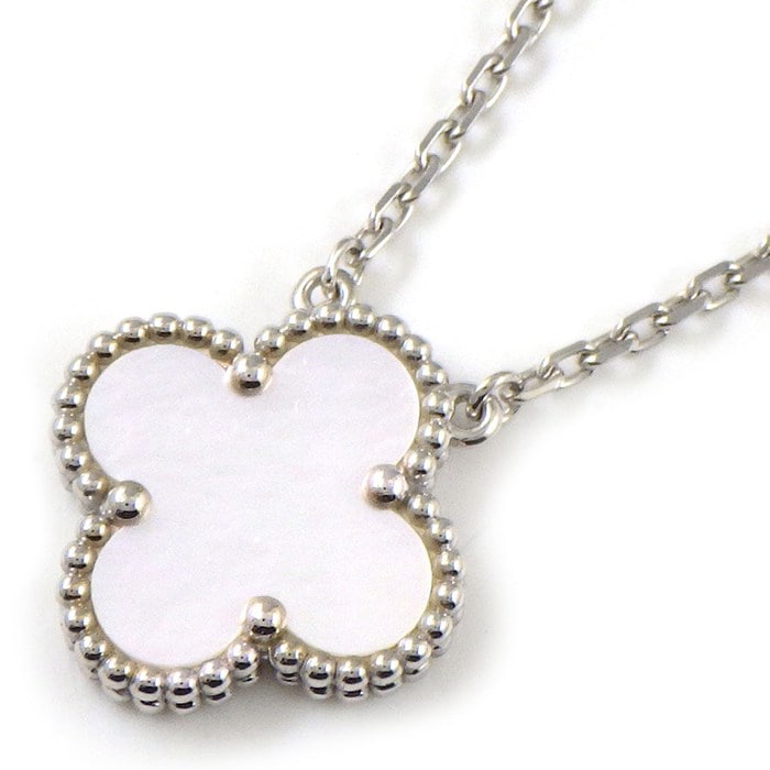 ヴァンクリーフ＆アーペル Van Cleef & Arpels ネックレス ヴィンテージアルハンブラ VCARF48700 ホワイト シェル K18WG 【箱・保付き】 【中古】