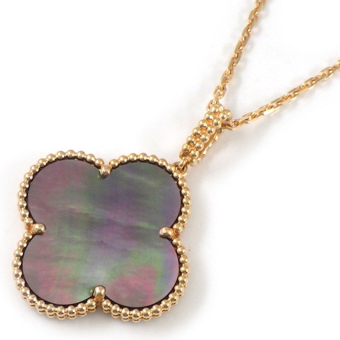 ヴァンクリーフ＆アーペル Van Cleef & Arpels ロングネックレス マジックアルハンブラ VCARP6I200 グレー シェル K18PG 【中古】