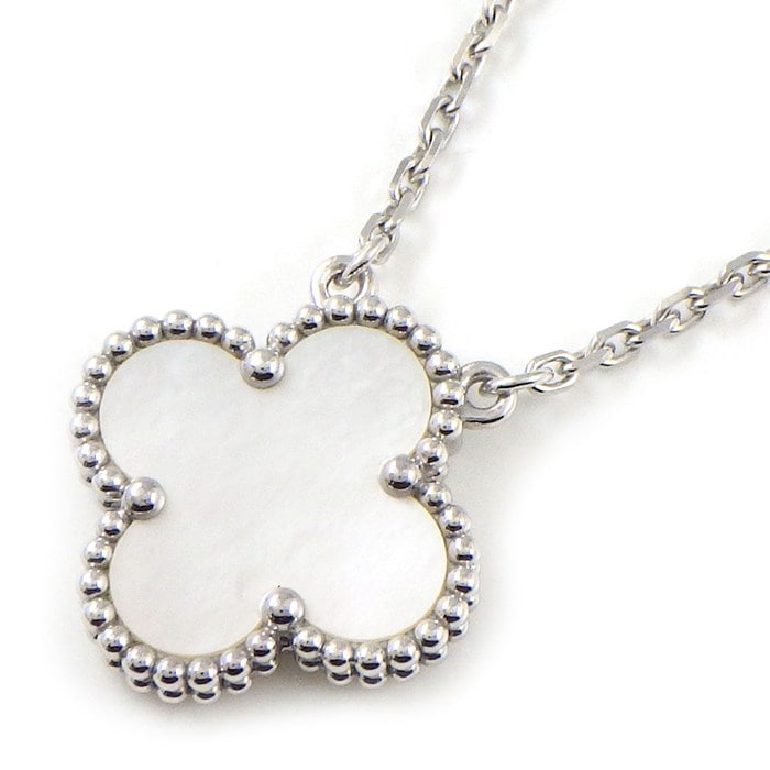 ヴァンクリーフ＆アーペル Van Cleef & Arpels ネックレス ヴィンテージアルハンブラ VCARF48700 ホワイト シェル K18WG 【箱・保付き】 【中古】
