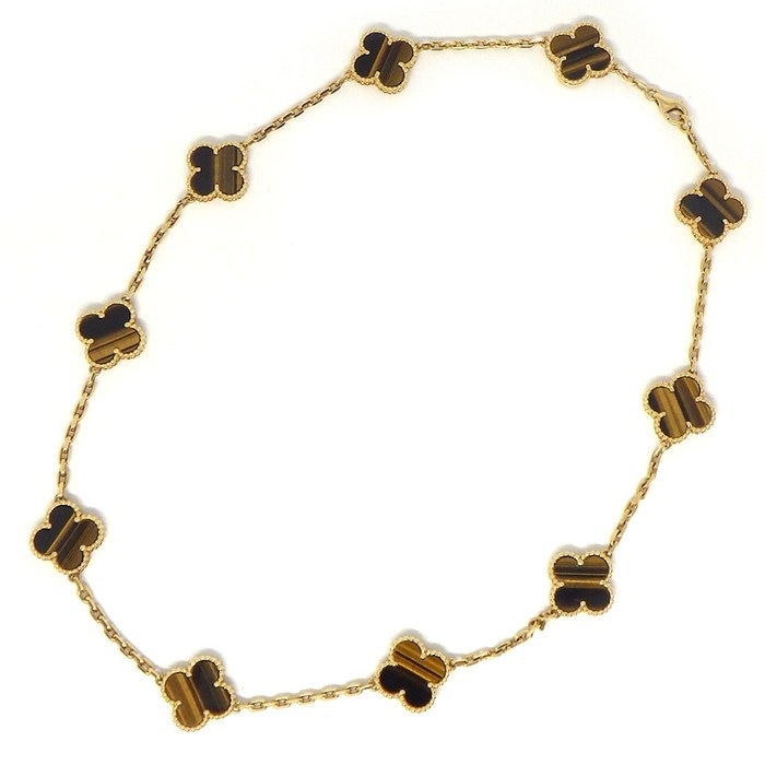ヴァンクリーフ＆アーペル Van Cleef & Arpels ネックレス ヴィンテージアルハンブラ 10モチーフ VCARD40700 タイガーアイ K18YG 【中古】