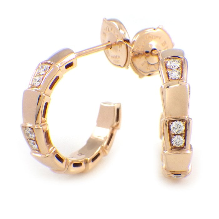 ブルガリ BVLGARI ピアス セルペンティ フープ ダイヤモンド K18PG 【中古】