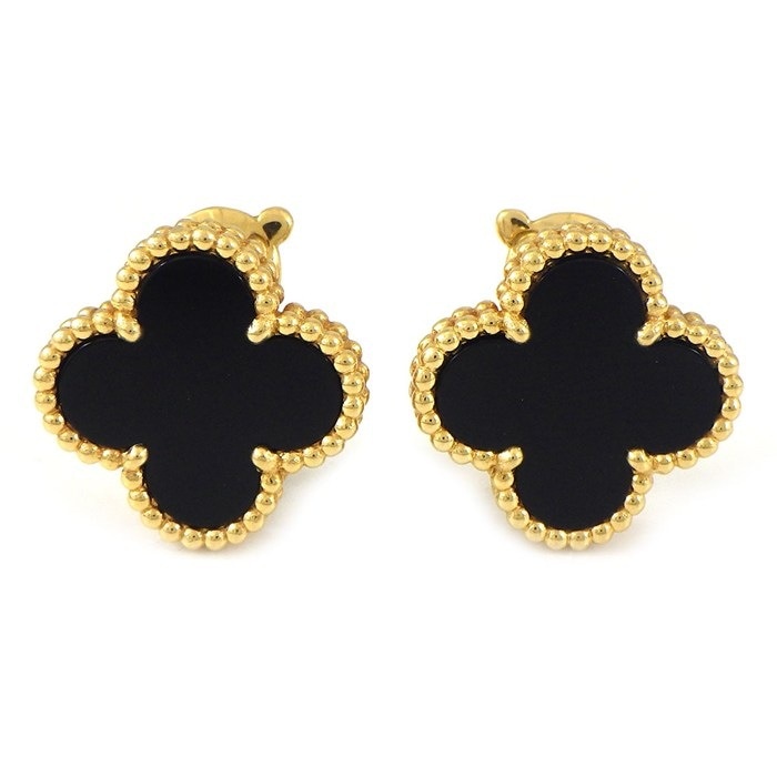 ヴァンクリーフ＆アーペル Van Cleef & Arpels ピアス ヴィンテージアルハンブラ VCARA44200 オニキス K18YG 【中古】