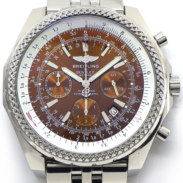 ブライトリング Breitling 腕時計 ベントレー モーターズ A25362 デイト クロノグラフ スモールセコンド 回転ベゼル 夜光インデックス 夜光針 サンレイ ブラウン文字盤 SS 自動巻き 【中古】