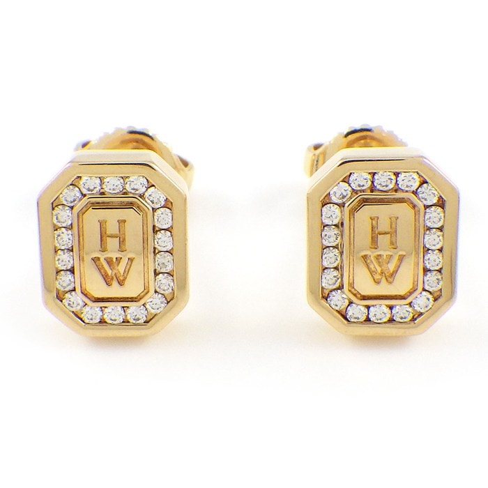 ハリーウィンストン HARRY WINSTON ピアス HWロゴ EADYRDLGHWL ダイヤモンド K18YG 【箱・保付き】 【中古】