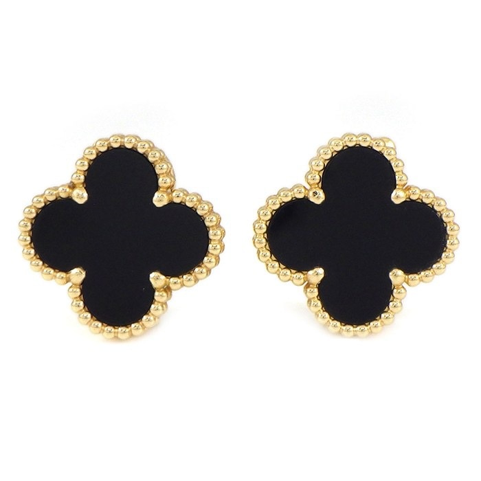 ヴァンクリーフ＆アーペル Van Cleef & Arpels ピアス ヴィンテージアルハンブラ VCARA44200 オニキス K18YG 【箱・保付き】 【中古】