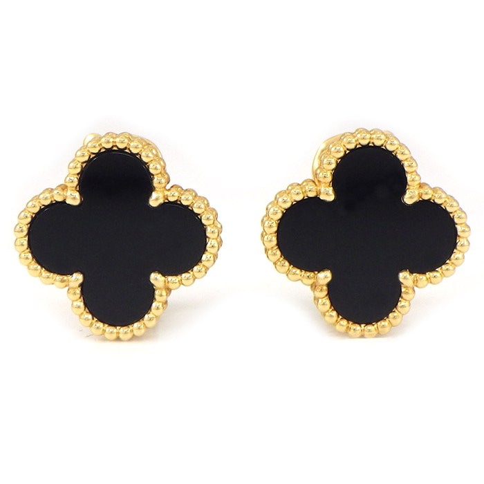 ヴァンクリーフ＆アーペル Van Cleef & Arpels ピアス ヴィンテージアルハンブラ VCARA44200 オニキス K18YG 【中古】