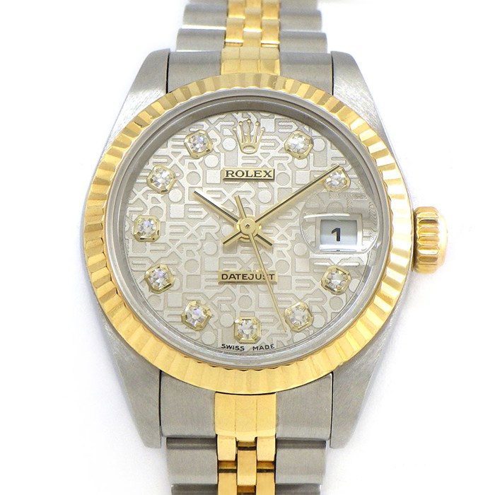 ロレックス Rolex 腕時計 デイトジャスト 79173G P番 2000年製 10ポイント ダイヤインデックス シルバー コンピューター文字盤 彫コン K18YG SS 自動巻き 【箱・保付き】 【中古】
