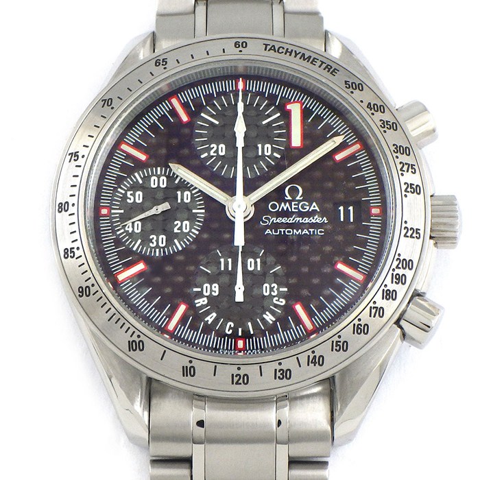 オメガ OMEGA 腕時計 スピードマスター レーシング 3519.50.00 ミハエル・シューマッハ 11111本限定モデル デイト クロノグラフ タキメーター スモールセコンド カーボン文字盤 SS 自動巻き 【箱・保付き】 【中古】