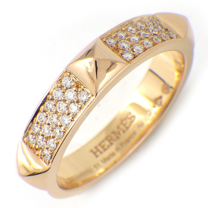 エルメス HERMES リング クルードゥH 5クルー H223631B パヴェ 65ポイント ダイヤモンド 0.37ct K18PG 11号 / #51 【中古】