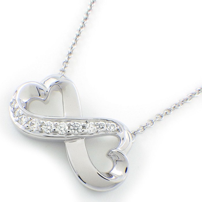 ティファニー Tiffany & Co. ネックレス ダブル ラヴィング ラビング ハート ダイヤモンド K18WG 【中古】